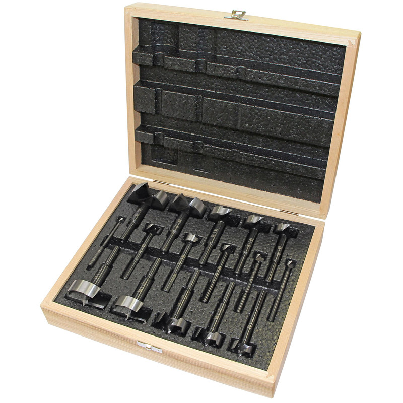 Black Shark Forstner Bit Set In Wooden Box - Imperial - 16 Piece